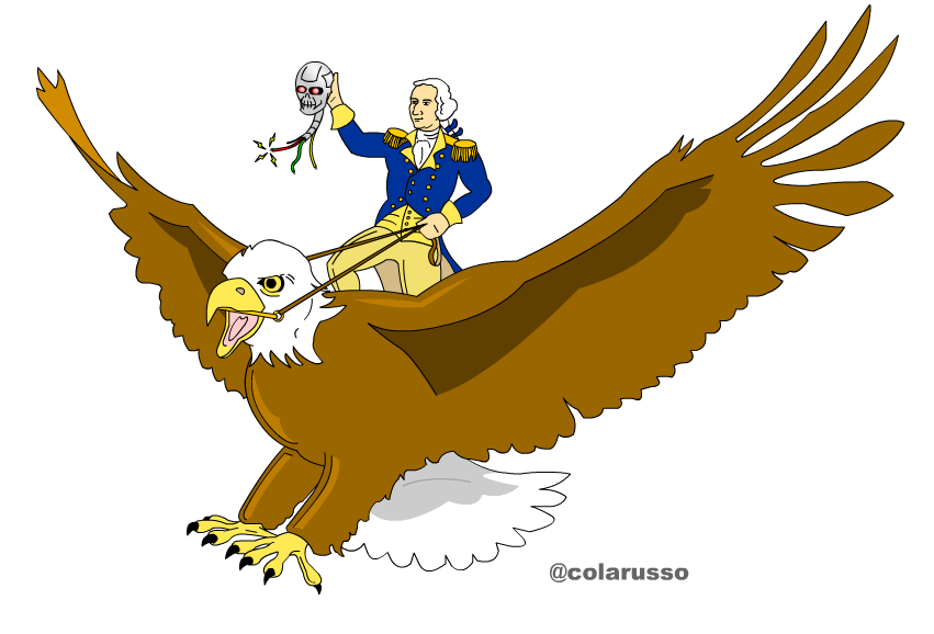 George Washington Riding Atop a Bald Eagle...