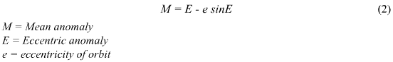 M=E-e*sinE (Eq.2)