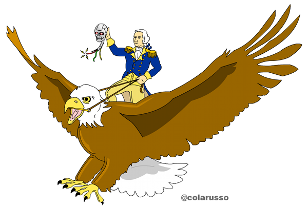 George Washington Riding Atop a Bald Eagle...